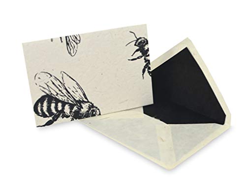 Kathmandu Valley Co. Nepali Cherish Greeting Card & Envelope Deluxe Box Set With Handmade Lokta Paper From Nepal, 25 Cards (Bees) #TOP6