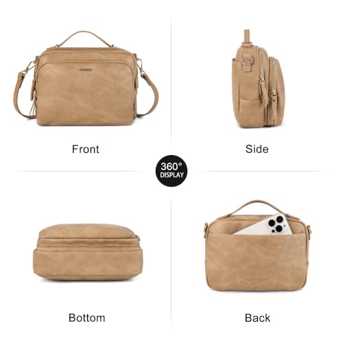 Image of Crossbody Bag for Women, Convertible Satchel Purse with Top Handle | Multi-Pockets Shoulder Bag with Soft Vegan Leather, Fit iPad mini, Lightweight Organizer for Daily, Work and Travel