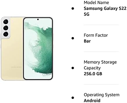SAMSUNG Galaxy S22 5G 256GB Factory Unlocked SM-S901U1 Phantom White (Renewed)