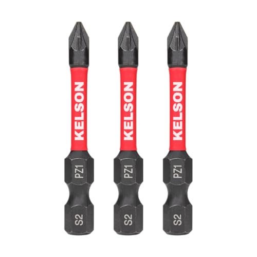 KELSON 3pcs PZ1 50mm Pozi 1 Impact Rated Screwdriver Bits 1/4" Universal