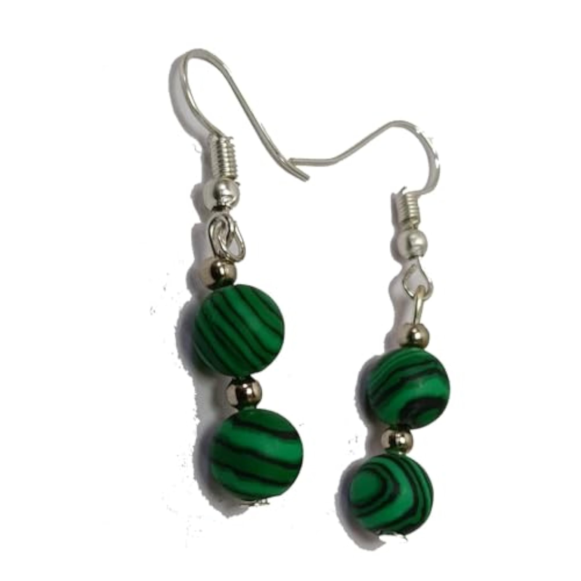 Malachite Obsidian Round Bead Earrings Set, Healing Crystals