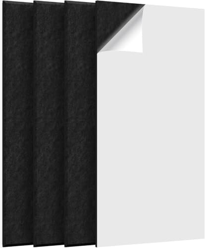 TomoBuddy 吸音材 吸音ボード 【自己粘着 4枚 120 x 60cm/施工面積2.88m³】吸音パネル 200kg/m³ 高密度 賃貸対応 防音材 軽量 設置簡単 吸音シート 騒音対策 インテリア 楽器 壁 ドア 消音 防音 湿気防止 保温 難燃 ブラック（Amazon）