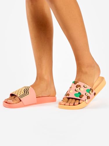 Dedoles Badeschuhe & Hausschuhe Damen Herren & Kinder Badesandalen lustige Designs Bücher Kaffee Party Pizza Fuchs Bär Lama Wolken Geschenk, Farbe: Nusskeks, Gr.: 36 EU 2