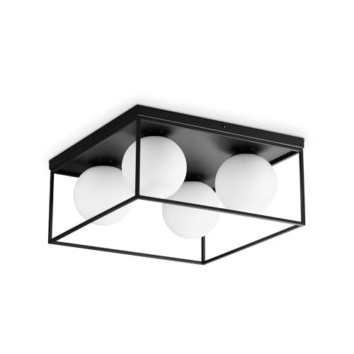 Plafonnier LINGOTTO Ideal Lux noir 4 lampes moderne luminaire de salon moderne