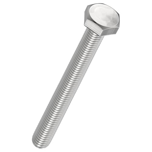 Kozelo 5 Pcs Hex Head Screws Bolts - [M10-1.25x100] 304 Stainless Grade A2-70 Steel Fully Threaded Hex Tap Metric Hexagon Head Machine Bolts Right Hand External Hex Drive, Silver