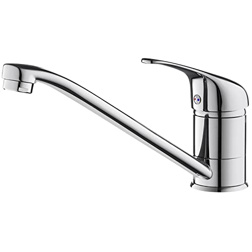 BONADE Wasserhahn Küche Silber, Küchenarmatur mischbatterie küche 360° Drehung, Armatur küche aus Messing, Spültischarmatur Küche mit 50CM Heiße und kalte Schläuche, Küchenwasserhahn Chrom