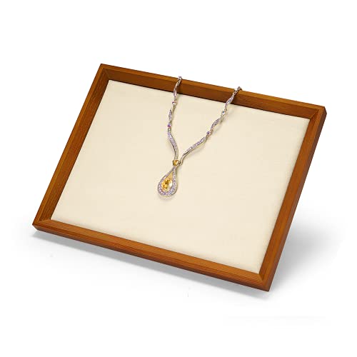 Oirlv ジュエリートレイ フラットトレイ 木製 仕切りなし ネックレス 腕時計 指輪 ディスプレイ 収納 高級 おしゃれ 適格請求書に対応 SM11601 (ベージュ)