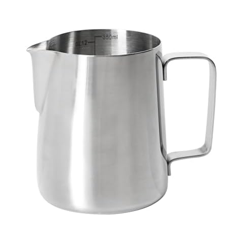 CHULUX Milk Frothing Pitcher, 12oz Milk Frother Steamer Cup Stainless Steel Espresso Cup for Espresso Machine Cover