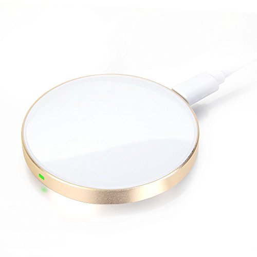 GMYLE Wireless Charger Aluminium Mini Qi for S7 / S6 / Edge / Plus, Note 5, Nexus and all Qi-Enabled Devices - Champagne Gold / Glacier White (NPL730058)