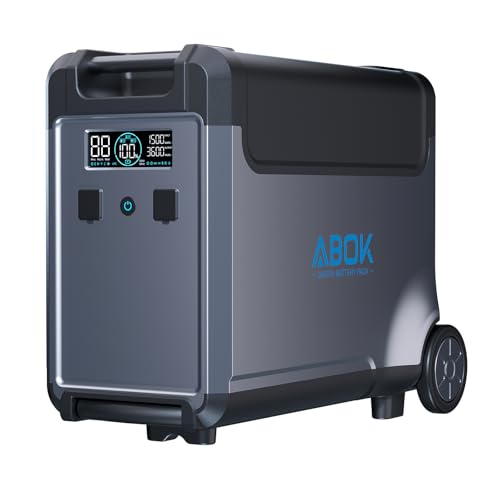 ABOK Ark3600 Portable Power Station Extra Battery for Ark3600, 3840Wh LiFePO4 Battery, 3600W Solar Generator for Garage, Home, Off-Grid Living, Camping, RV