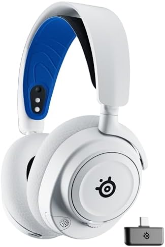 （08:30時点） SteelSeries ワイヤレス ゲーミングヘッドセット ヘッドホン 軽量 ボイスチャット可能 ゲームとスマホを同時接続 Arctis Nova 7P 無線 密閉型 Switch/Switch2/PC/PS5/PS4 対応 AIノイズキャンセリング 空間オーディオ Hi-Fiサウンド 調整可能 61561 ホワイト×ブルー