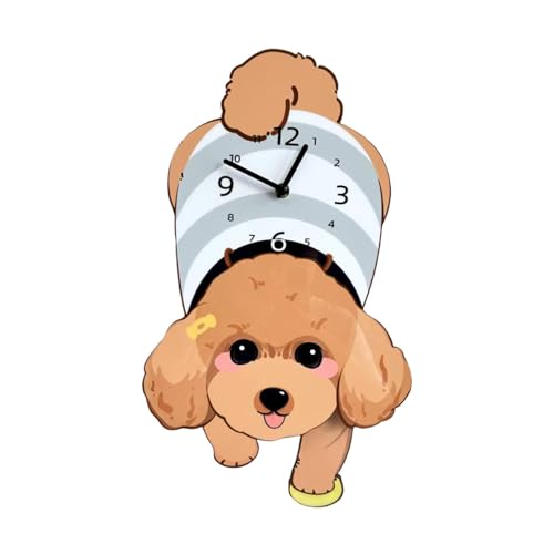 Horloge murale mignonne chien silencieuse jaune pour bureau - 2