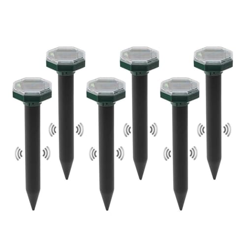 aichilra 6 Solar Ahuyentador de Topos, Resistentes al Agua, Repelente UltrasóNico de Topillos, con Radio de acción Extrema, contra Topos, Topillos y Roedores de JardíN