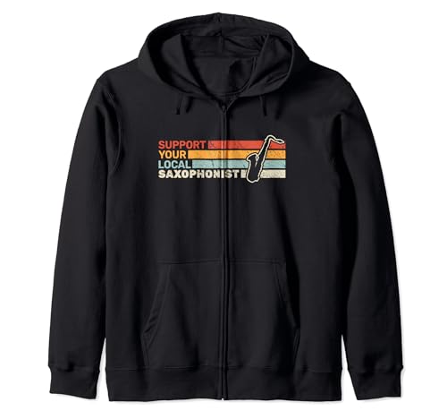 Apoya a tu saxofonista local saxofonista saxofón vintage Sudadera con Capucha