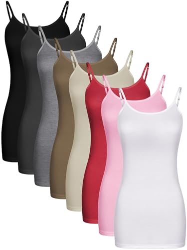 Image of Geyoga Long Tank Tops for Women, Long Camisoles Workout Tops Adjustable Spaghetti Strap Women's Camis Undershirts