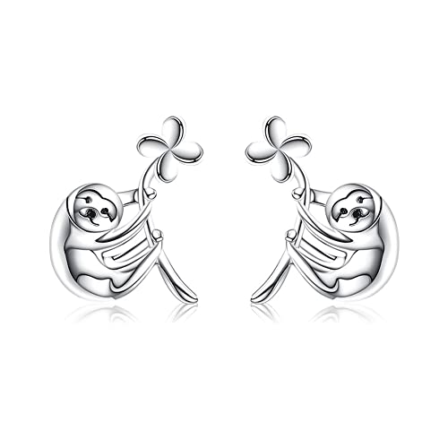 Pendientes de plata de ley 925, aretes pequeños de perezoso, regalos para mujer Cover