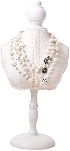 Schneiderpuppe Weiblich verstellbar Schmuck-Anzeigen Weißen hölzerne Spitze Mannequin Schmuck Rackrahmen hängende Halskette Armband Schmuck Ständer schneiderbüste ständer (Color : 17x35cm) Cover