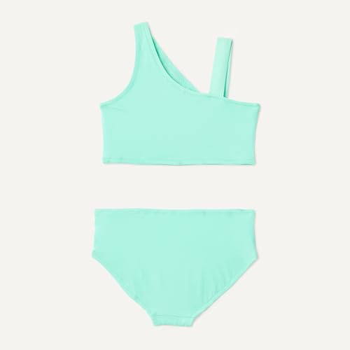 Image of Amazon Essentials Girls' One Shoulder Two-Piece Bikini Swim Set, Slim Fit