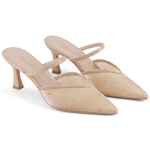 Image of USIMAD Women's Mesh Mule Heels with Memory Foam Insole Pointy Toe Arch Support