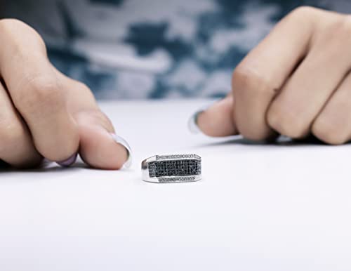 Dazzlingrock Collection 0.42 Carat (ctw) Round Black & White Diamond Men's Hip Hop Ring in 925 Sterling Silver2