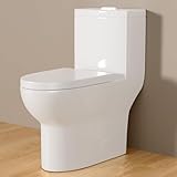 Sarlai One Piece Toilet Bathroom - Top Dual Flush Elongated Comfort Height Tall White Ceramic Bathroom Toilet with Soft Seat 17' ADA Compliant, Concealed Trapway, 12'' Rough-in, Wax Ring Included