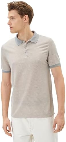 Koton Yakalı Tişört Minimal Desenli Slim Fit Kısa Kollu - Görsel 4