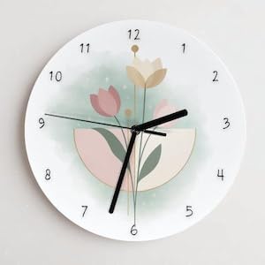 Minimalistyczny kwiatowy zegar ścienny