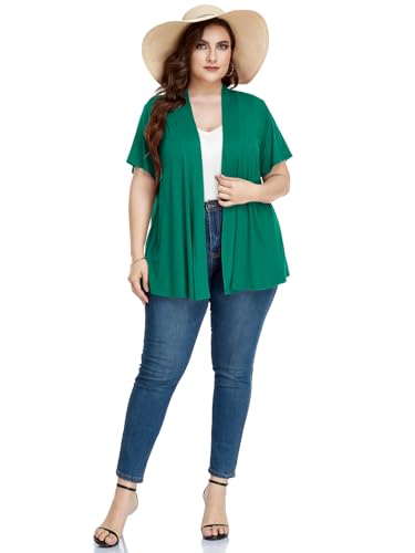 Image of LARACE Short Sleeve Cardigans for Womens Summer Tops Casual Plus Size Open Front Lightweight Cover Up