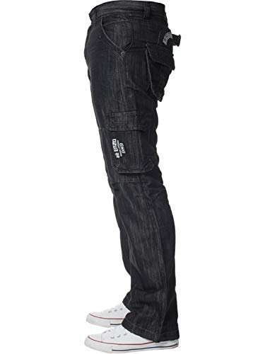 ENZO Mens Designer Cargo Combat Jeans Denim Pants All Waist Sizes