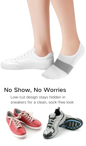 Image of No Show Socks for Women&Men,Low Cut Cotton Athletic Socks with Non Slip Grips,Arch Support,Moisture Wicking 6 Pack