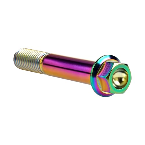 Image of Titanium Bolt M12 30 35 40 45 50 55 60 65 70 75 80 85 90mm Hex Small Flange Head for Motorcycle Car Modification Pack of 4 (M12x75mm Pitch 1.25, Multicolored)
