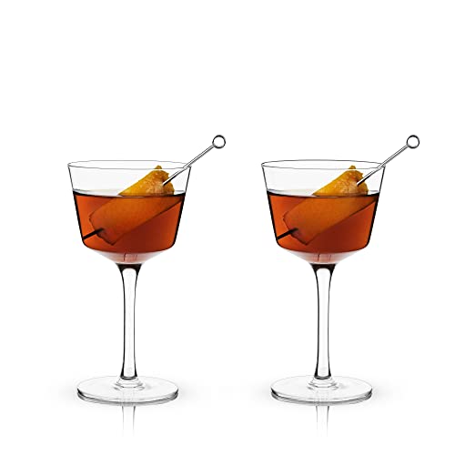 Viski Nick And Nora Glasses, Stemmed Drinkware, Premium Crystal Cocktail Glasses, Cocktail Coupe Glasses, Home And Bar Glass Cups, Set Of 2, 6Oz #TOP5