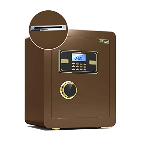 Caja Fuerte con Cerradura, 60 cm, Teclado Digital, Ranura para Monedas, para Oficina, Hotel, Negocios, Joyas, Armas, Efectivo (marrón, 38 x 33 x 45 cm)