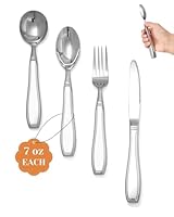 CuraVita - 4-teiliges Gewichtetes Besteck für Tremor und Parkinson (je 200 g) - Ergonomisches Besteckset für Senioren, Adaptive Hilfsmittel bei Arthritis, Parkinson Geschenkidee