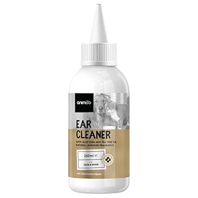 Animigo Cat & Dog Ear Cleaner Solution - 250ml - Anti-bacterial Dog Ear Drops To Stop Head Shaking, Waxy, Itchy & Stinky Ears - Natural Lavender Scent, Alcohol-free, Non-toxic Cat & Dog Ear Wash