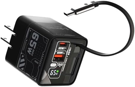 MFish 65W GaN Fast Charger, USB-C & USB-A Wall Charger with 2.6ft...