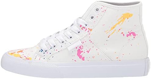 DC Women's Manual HI TXSE Skate Shoe, White/Splatter, 5 | Image 7
