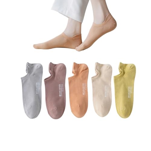 Image of Ankle Socks for Women Pure Cotton No Show Socks Womens with Heel Tab Color Low Cut Soft 5 Pairs 4-8