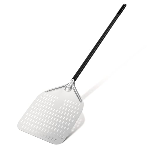 G. HOMEFAVOR Perforated Anodized Aluminum Pizza Peel, 47 inch rectangular Pizza Slider with Extended Handle, Professional Bread Scoop for Baking Pizza Bread