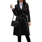 wool coat for women Wool Blend Wrap Coat Superior 70% Wool Coat, Classy Long Wool Coat with Belt,women's wool & pea coats Lapel Jacket Outwear