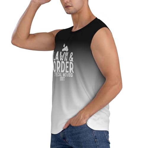 Lawn Order Special Mowing Unit Men's Sleeveless Muscle Shirts,Running Tank Tops Round Neck T-Shirts,3