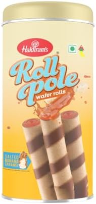 Haldiram's Roll Pole Salted Banana Caramel 150gm | Wafer Roll Sticks | Smooth...