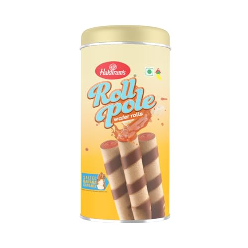 Haldiram's Roll Pole Salted Banana Caramel 150gm | Wafer Roll Sticks | Smooth...