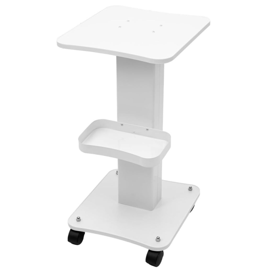 With 4 Wheels White Beauty Mobile Cart Rack Storage Tray For Barber Shops