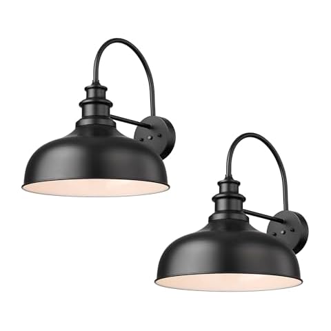 Bestshared Dusk to Dawn Sensor Farmhouse Gooseneck Barn Light, Outdoor Wall Sconce, Outdoor Wall Lantern for Porch,gooseneck Exterior Light Fixtures Porch Lights Outdoor (Black+White, 2 Pack) Cover
