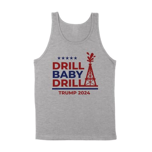 TeesAndTankYou Trump Drill Baby Tank Top Unisex 2X-Large Grey