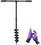 LONGRUN Tuinboorboorset, 10cm x 96cm Handgrondboor Grondboor met Antisliphandvat, Mangaan Staal T...