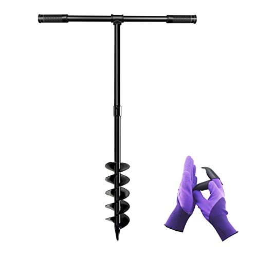 LONGRUN Taladro manual Excavadora de hoyos para postes, Broca manual para excavar agujeros en el jardín para plantar -10cm x 96cm