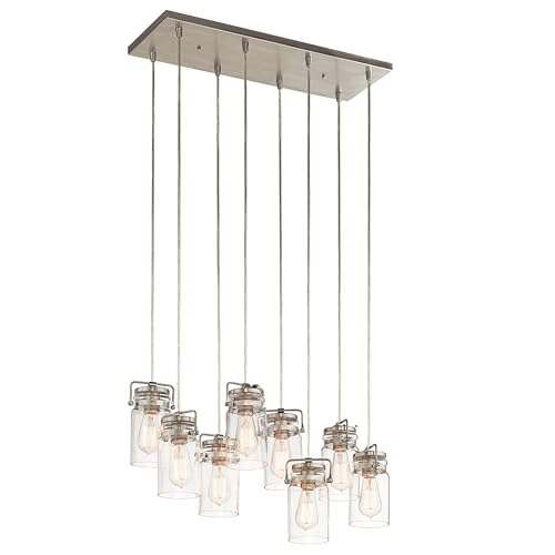 KICHLER Brinley 25.5" 8 Light Linear Chandelier with Clear Glass Brushed Nickel