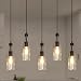 LNC Wood Pendant Lighting 5-light Ceiling Lights Linear Chandelier Lighting